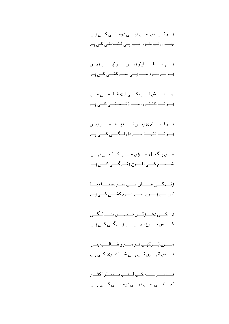 Yeh Ghazal &quot;Roushni&quot; (USA) main publish ho chuki hai.